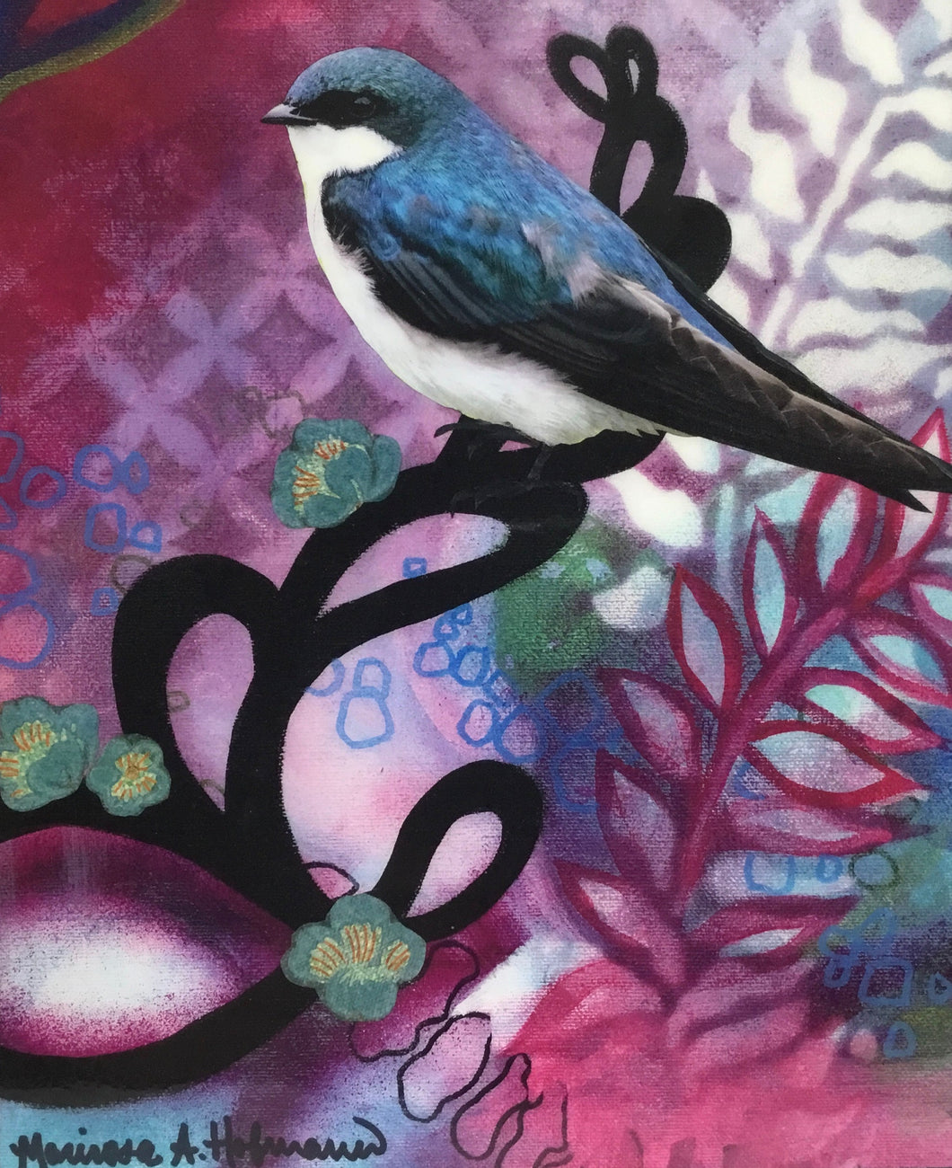 Blue Bird on Pink - 8