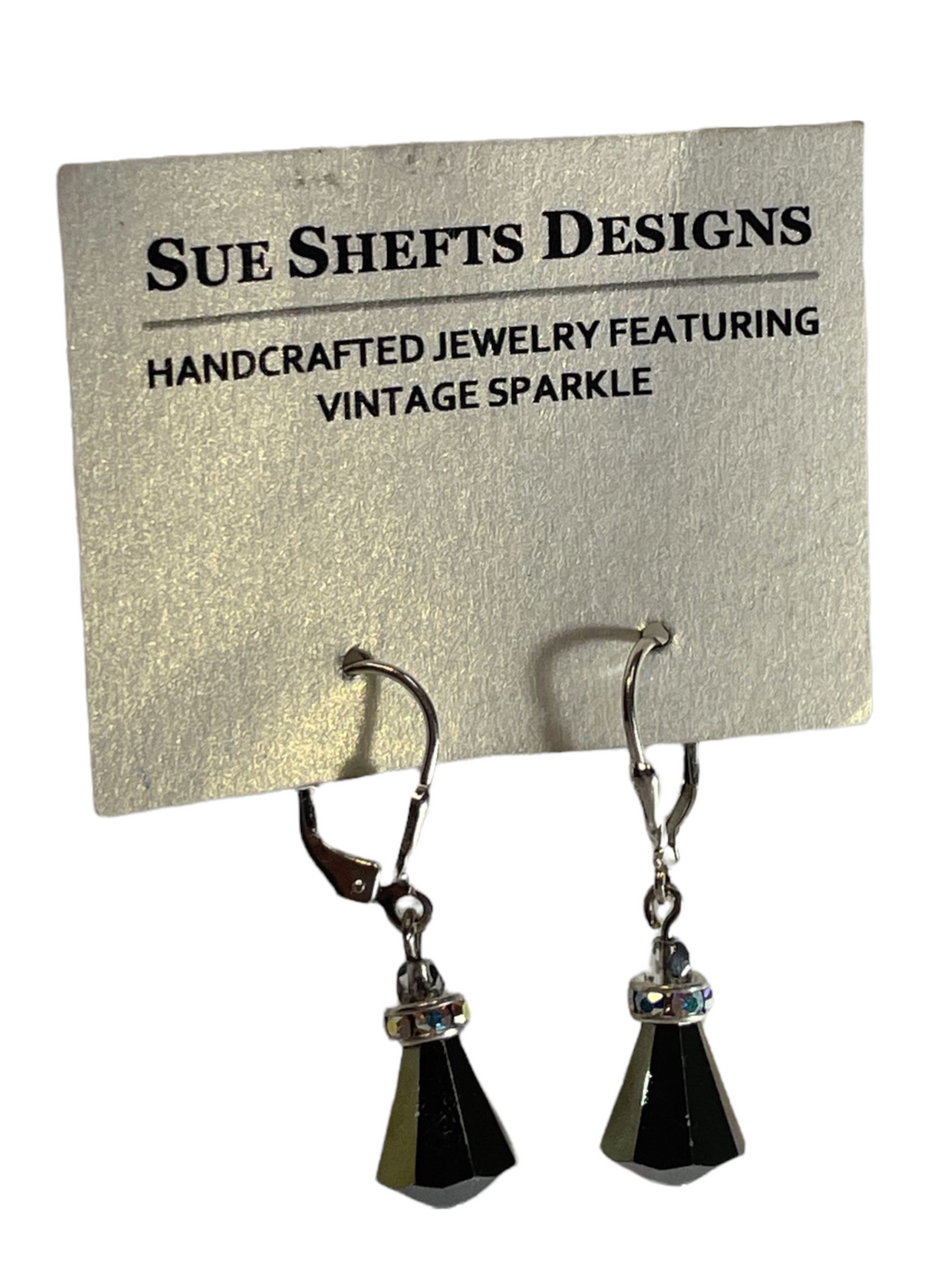 Grey teardrop dangle earrings