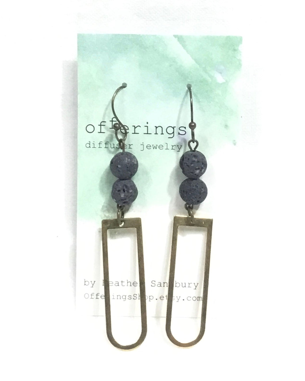 Brass Dangle Earrings - Gray