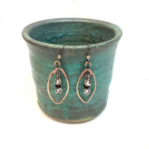 Jeweled Oval Copper Earrings