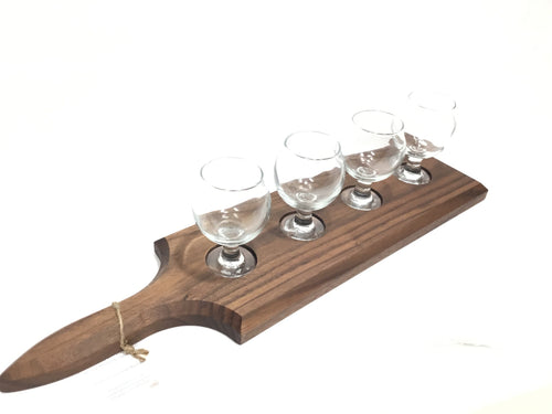 Black Walnut Flight with Four Glasses