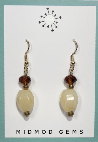Cream Beaded Drop Earrings