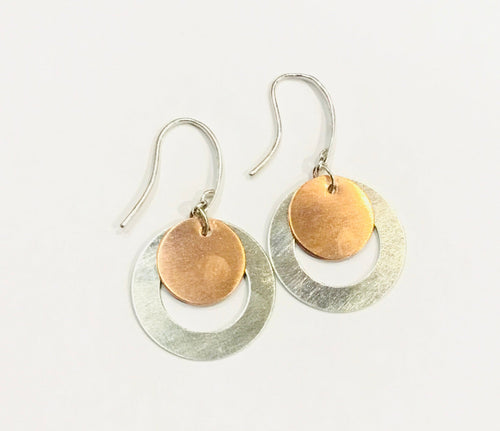 O-Rings with Copper disk Earrings