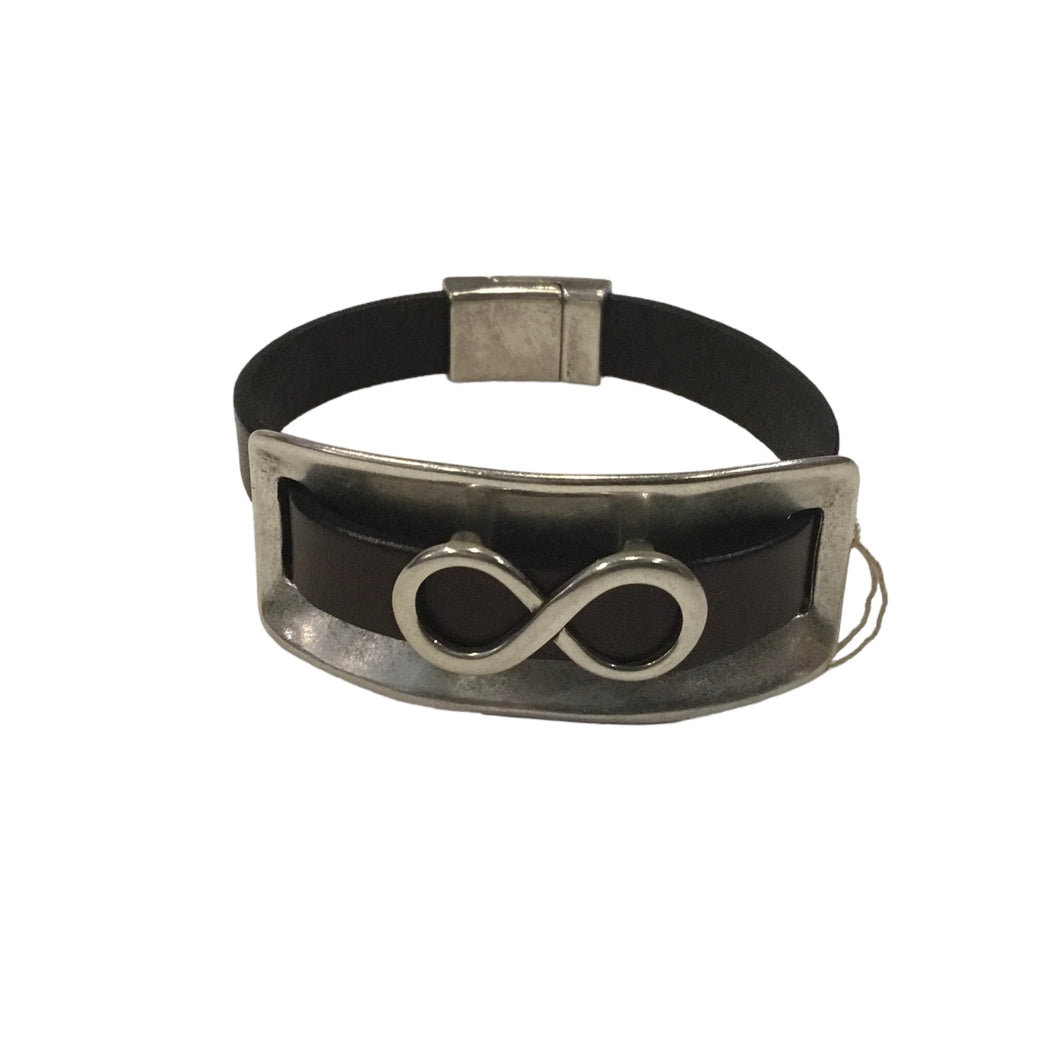 Brown Leather Infinity Cuff Magnet Bracelet