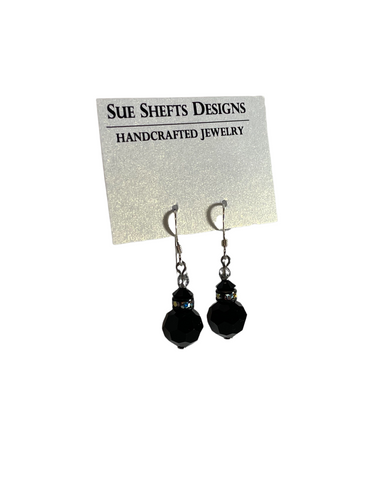 Long black oval dangle earrings
