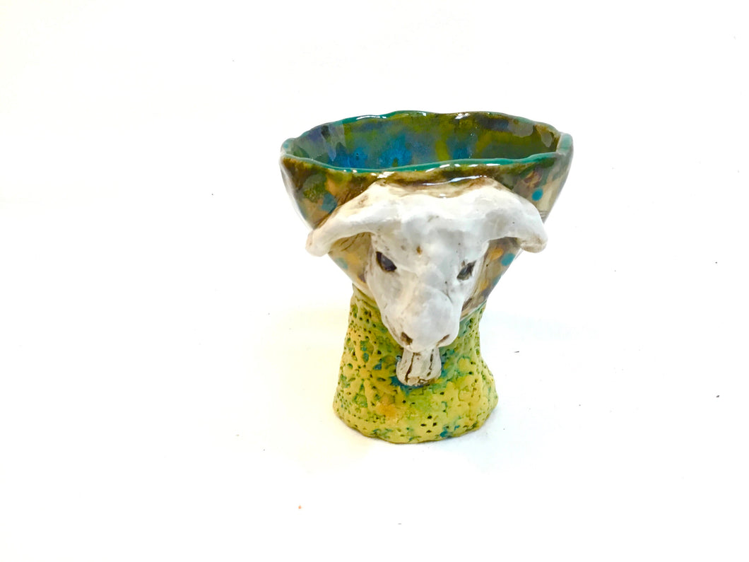 Goat Goblet Blue and Yellow