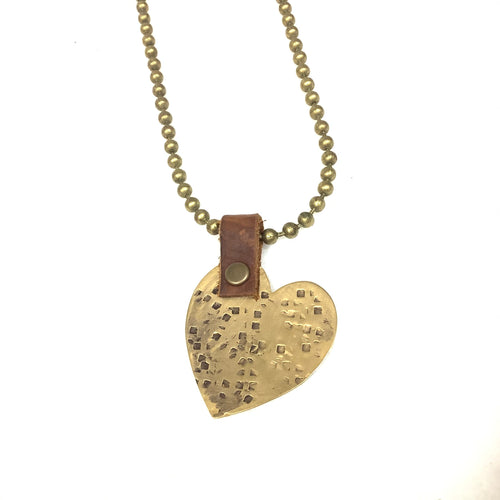 Gold Hammered Heart Necklace