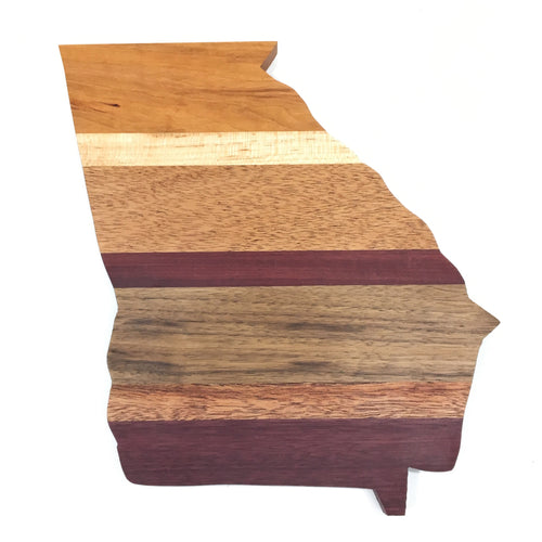 Georgia Shaped Multi Tone Wood Cutting Board