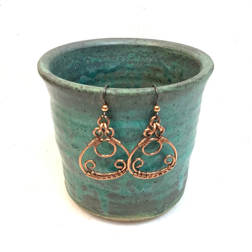 Ornate Hoop Copper Earrings