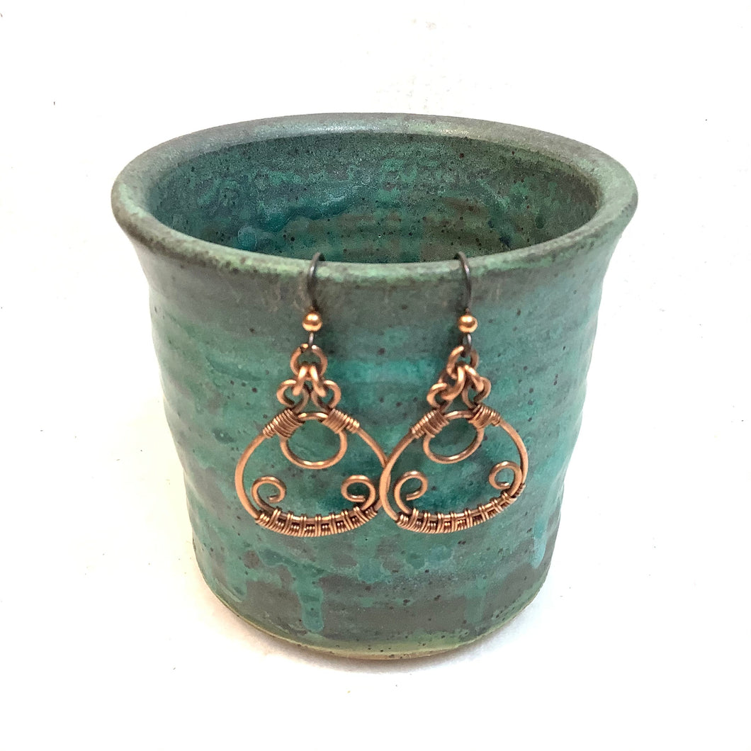 Ornate Hoop Copper Earrings