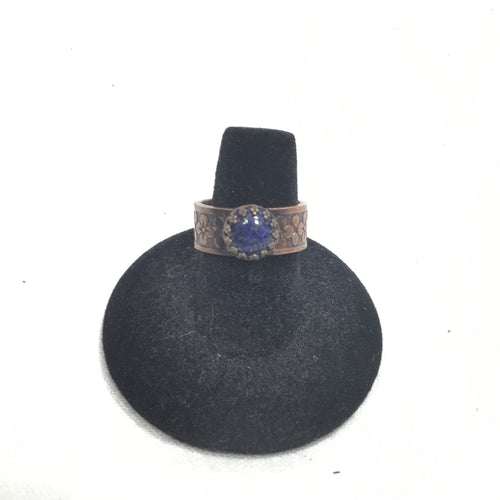 Copper Floral Band w/ Brass & Lapis Lazuli