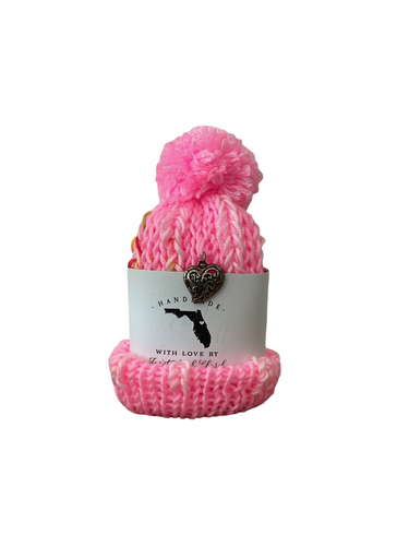 Hot Pink with Multi Pink Stripe Wine Hat with Silver Heart Charms