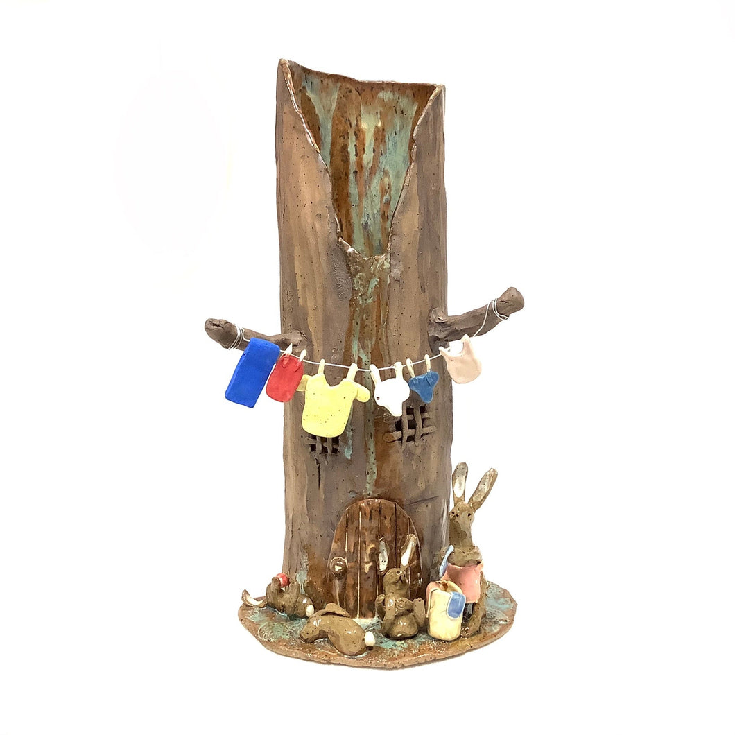 Bunny Family Story Tree Vase