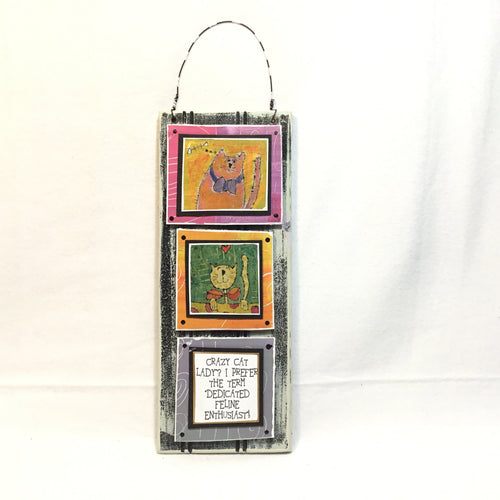 Hanging Cat Plaque - Crazy Cat Lady