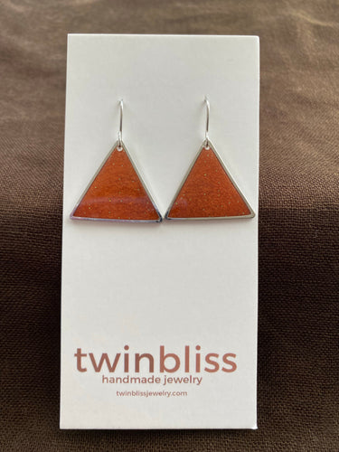 Sparkle & Shine Artisan Earrings - Rich Orange Triangle