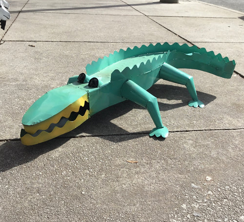 Large Tin Alligator-Teal