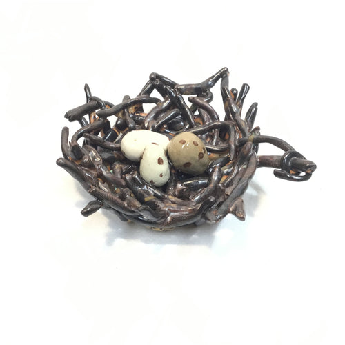 Brown Nest with Three Eggs