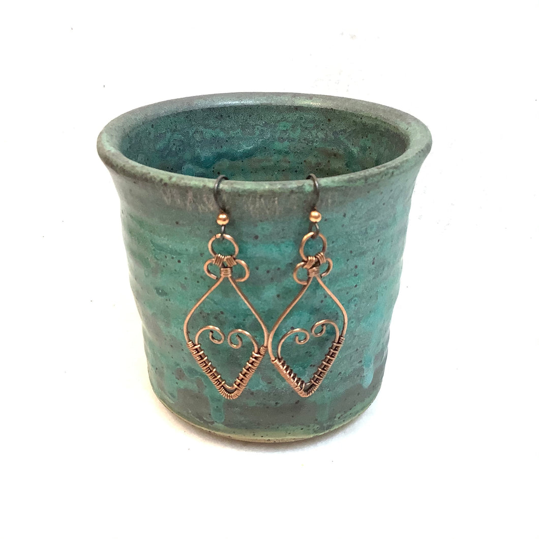 Encased heart Copper Earrings