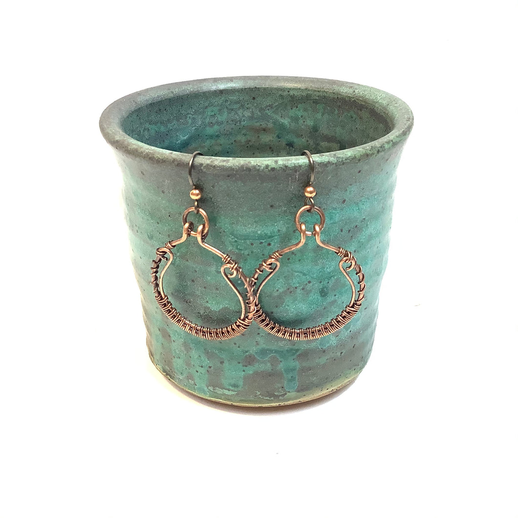 Circular and Harped Shaped Copper Earrings