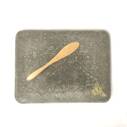 Dark Rectangle Cheeseboard with Gold Bee