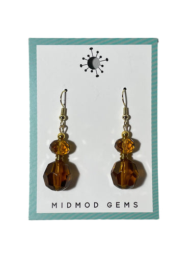 Amber Double Bead Drop Earrings