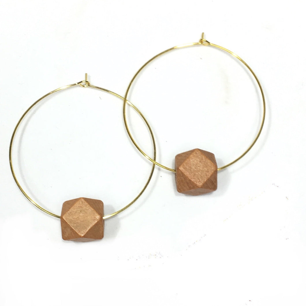 Hoop Diffuser Earrings - Wood Hex