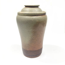 Jar with Lid (urn) - tan & turquoise