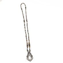 Necklace with Vintage Czech glass, Mercury Baguettes, Pewter