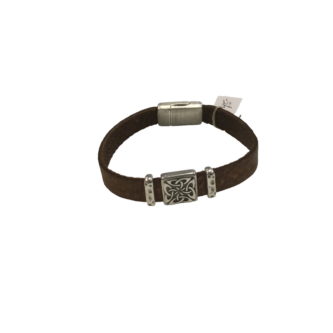 Distressed Brown Magnetic Bracelet with Infinity Slider
