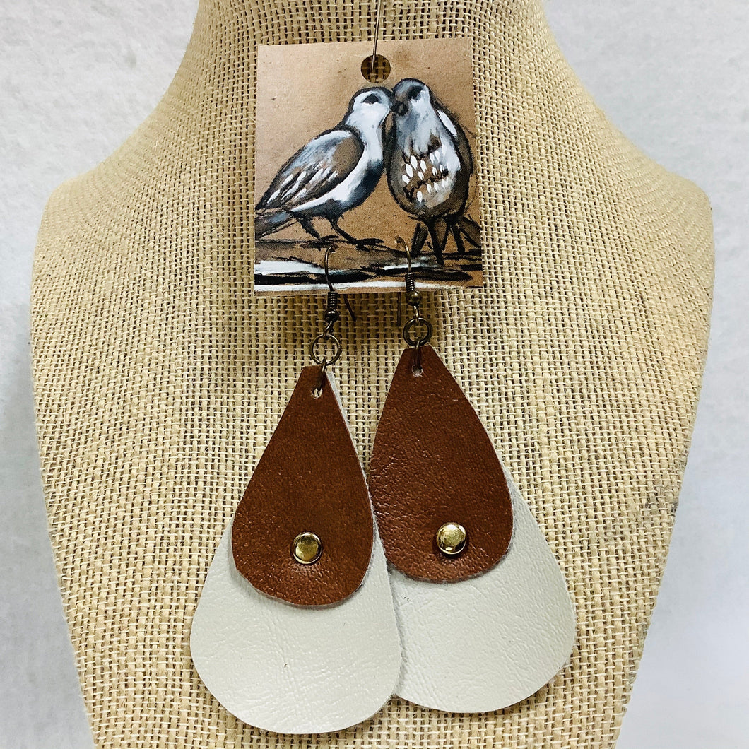 Leather Tear Drop, Leaf Shaped & Diamond Shaped Earrings