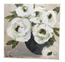 White Floral in Blue