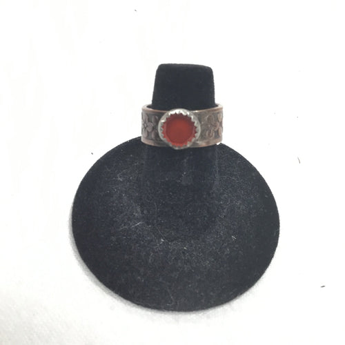 Copper Floral Band w/ Sterling & Carnelian