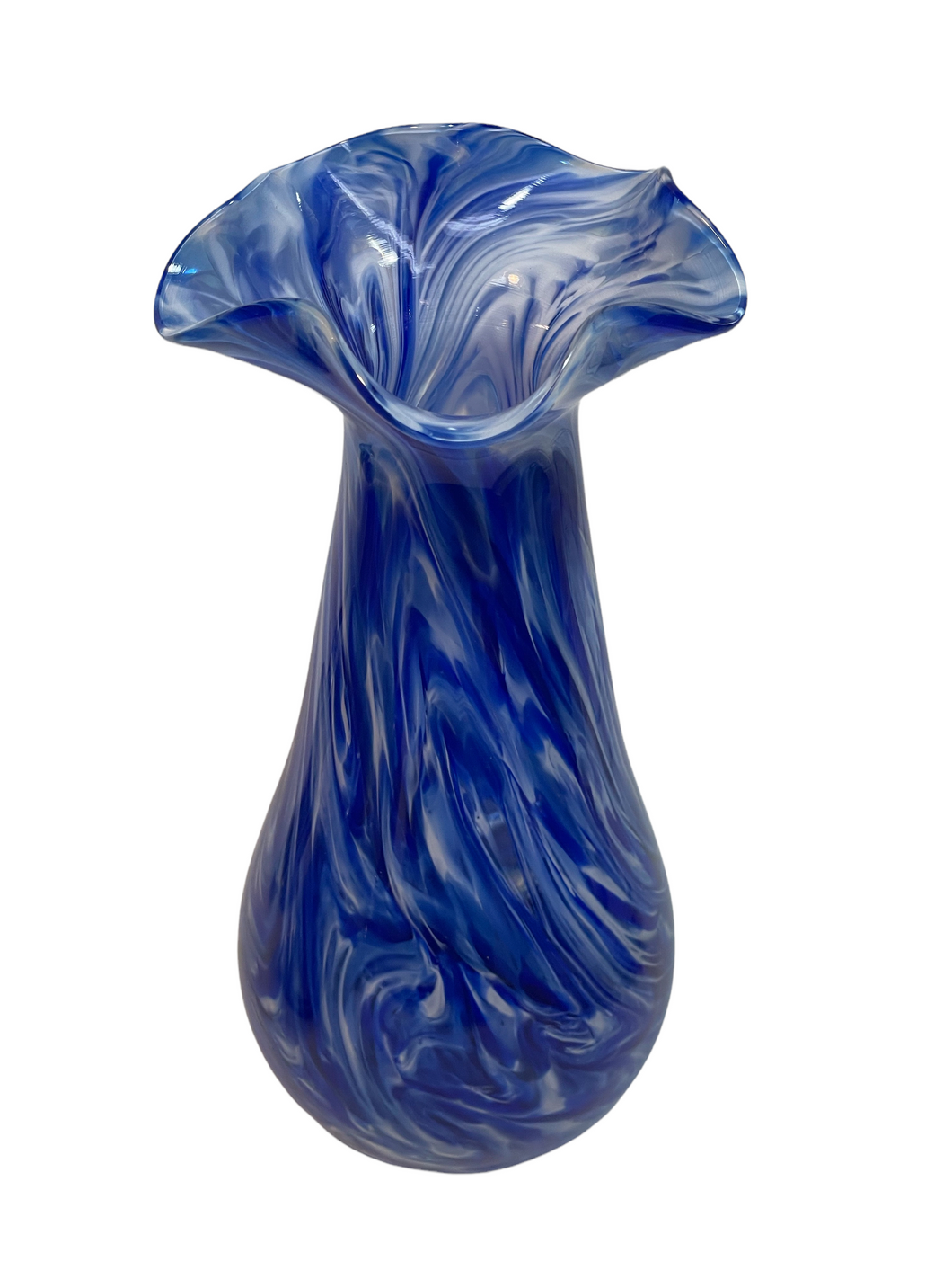 Blue Glass Blown Large Vase