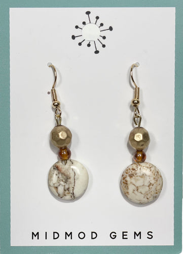 Gold Marble Drop Earrings
