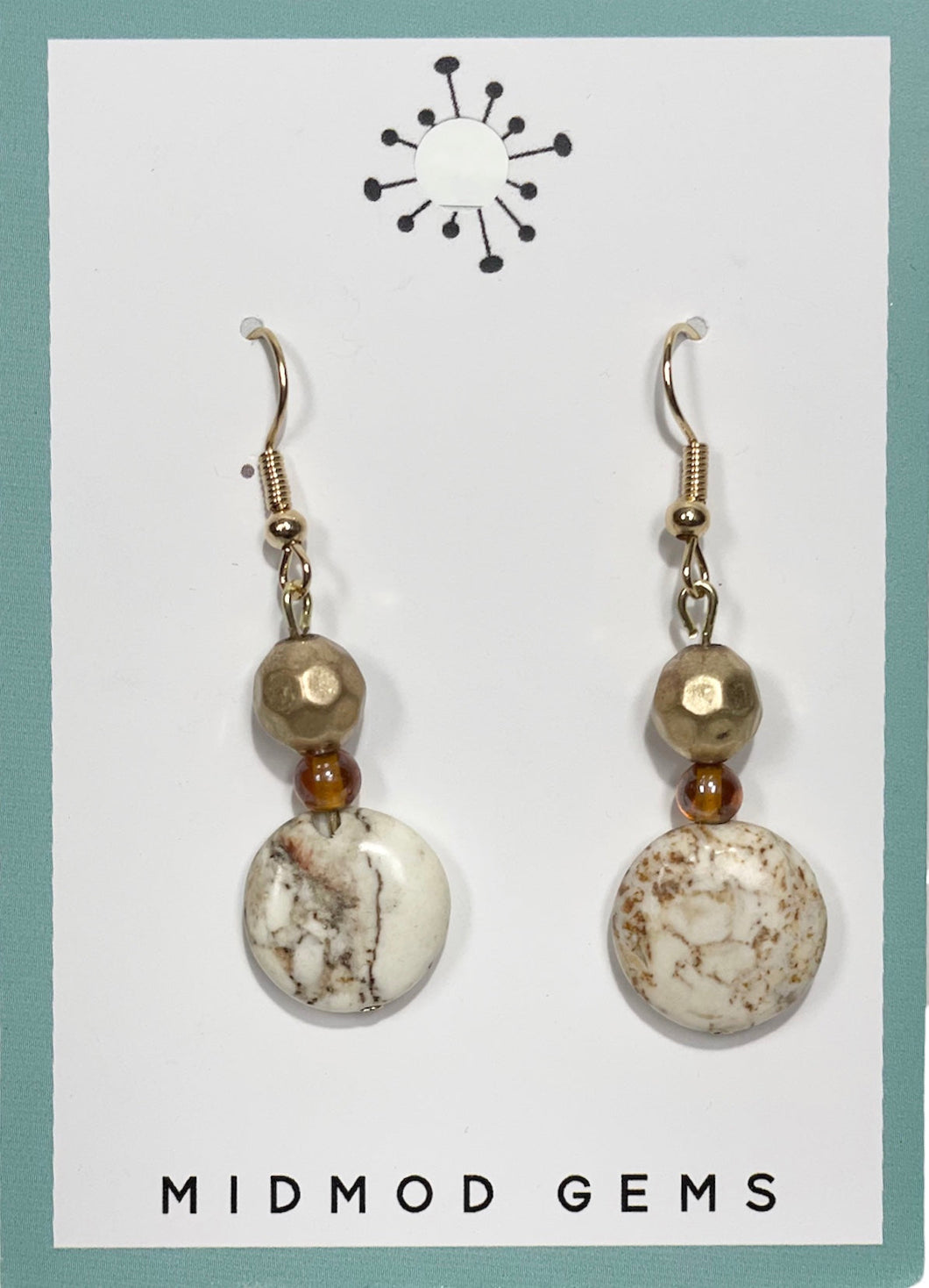 Gold Marble Drop Earrings