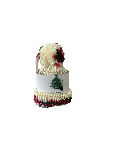 Ivory Shiny, with Multi Red and Green Wine Hat with Green Christmas Tree Charms