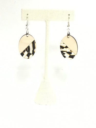 Black and White Oval Earrings