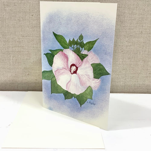 Hibiscus Luna Pink Swirl Watercolor Card