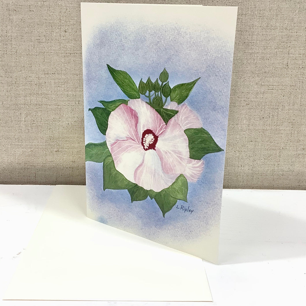 Hibiscus Luna Pink Swirl Watercolor Card
