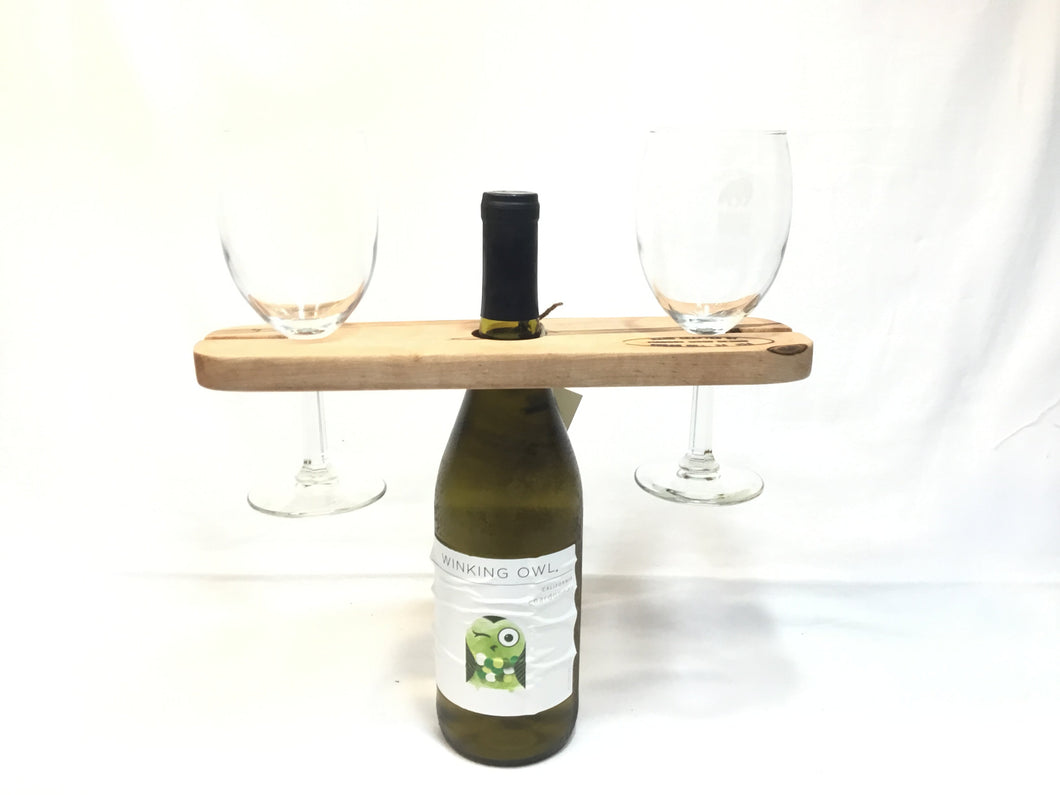 Ambrosia Maple Wine Bottle and Wine Glass Holder