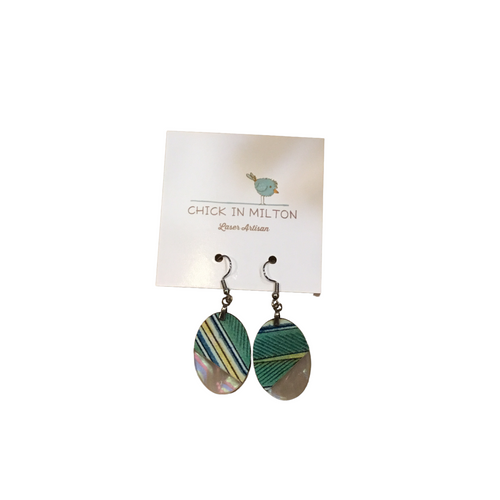 Oval Green Stripe Earrings
