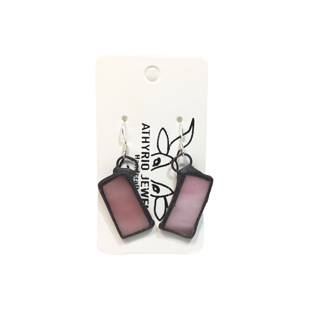 Light Pink Stained Glass Earrings