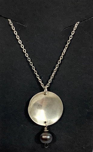 Large Disk with Black Pearl Pendant