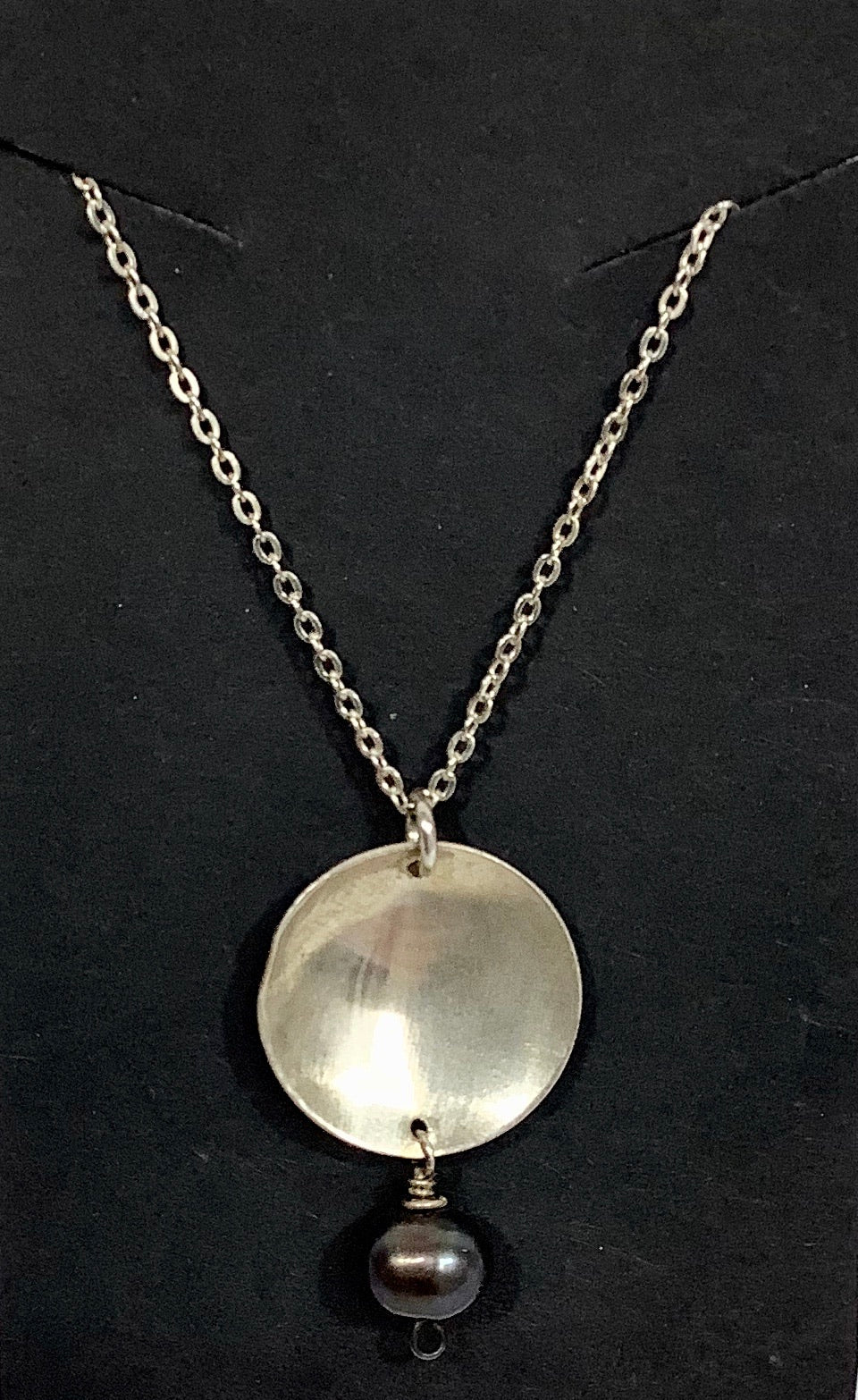 Large Disk with Black Pearl Pendant