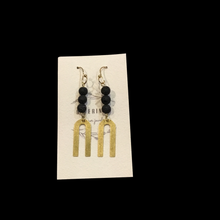 Gold Arc and Lava Earrings