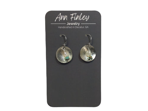 Earring -  Dome Disc with Turquoise & Pearl