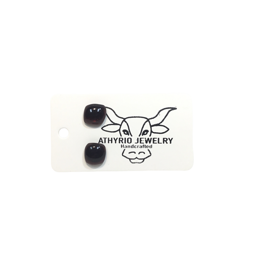 Deep Purple Fused Glass Studs