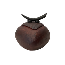 Lidded Vessel Red Oxide with Horn