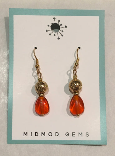 Gold/Orange drop Earrings