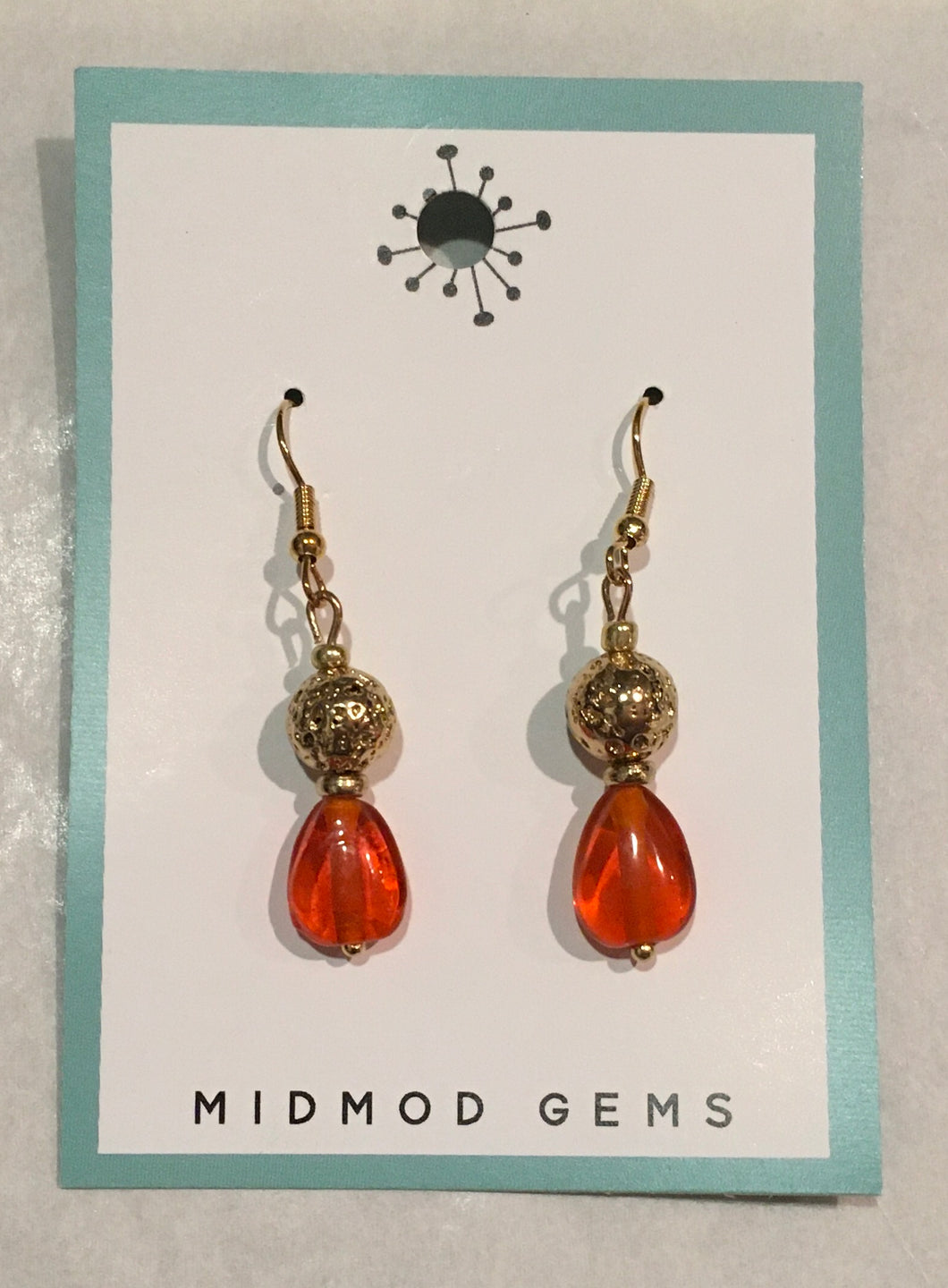 Gold/Orange drop Earrings